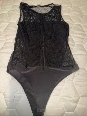 Sheer Black Lace Sleeveless Bodysuit